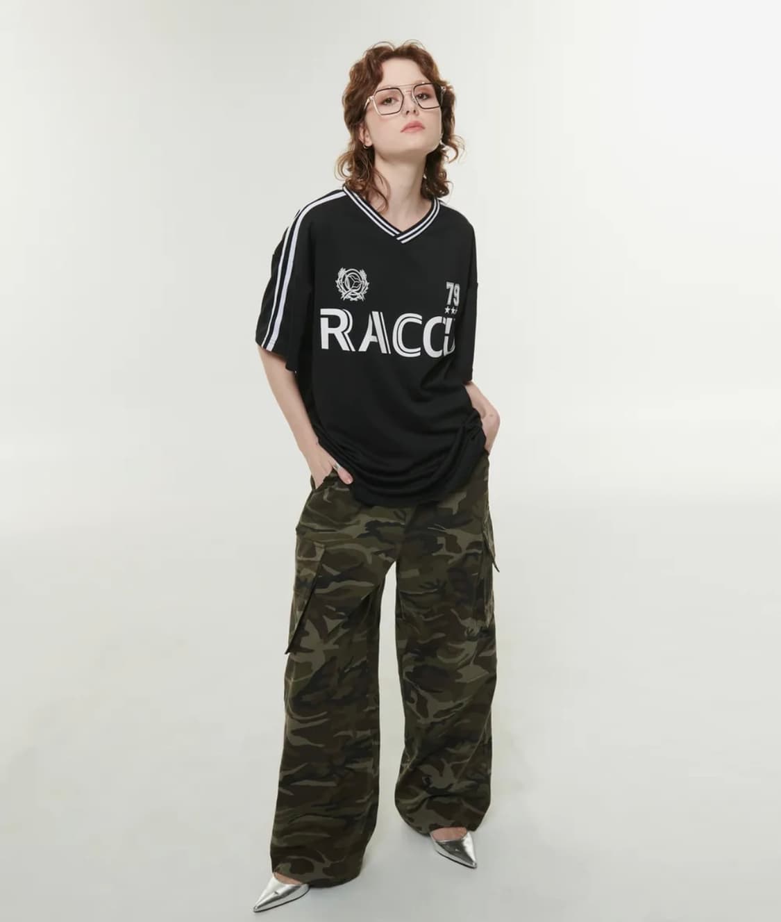 우먼스 카모 카고 와이드 팬츠(카키) 상품이미지2