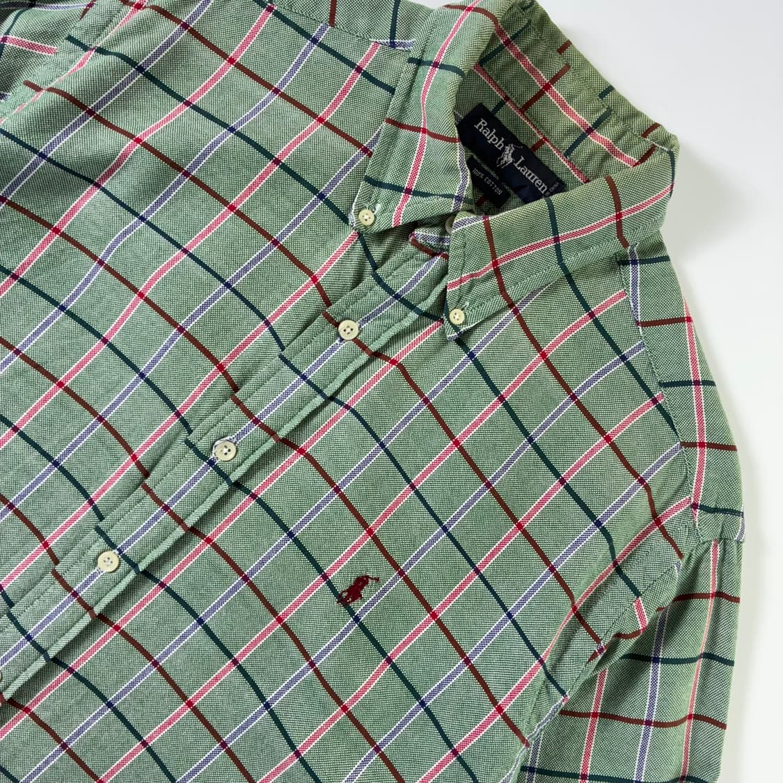 Polo  폴로 랄프로렌 자수 코튼 그린 타탄체크 셔츠   상품이미지3