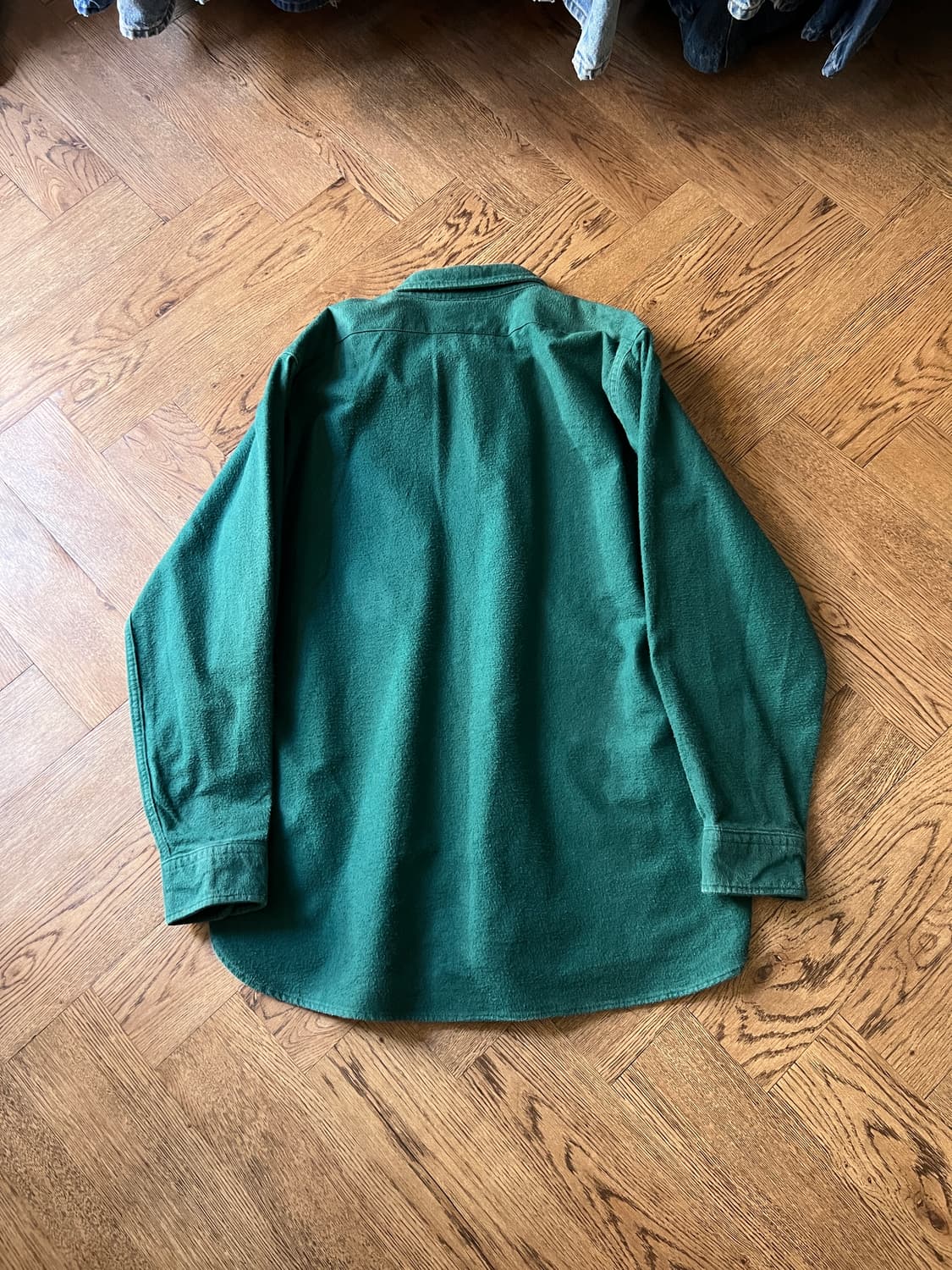 [L]90's 엘엘빈 Made in USA 빈티지 그린 샤모아 셔츠 상품이미지8