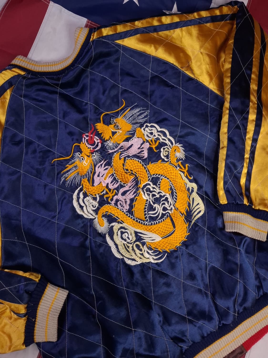 빈티지 JPN 타이거 드래곤 리버서블 스카쟌 상품이미지8