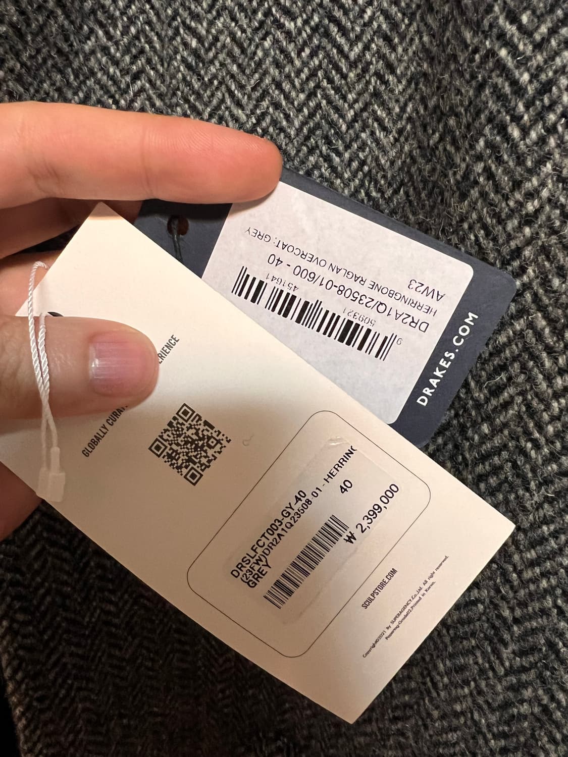 드레익스 해링본 울 래글런 코트 그레이 상품이미지5