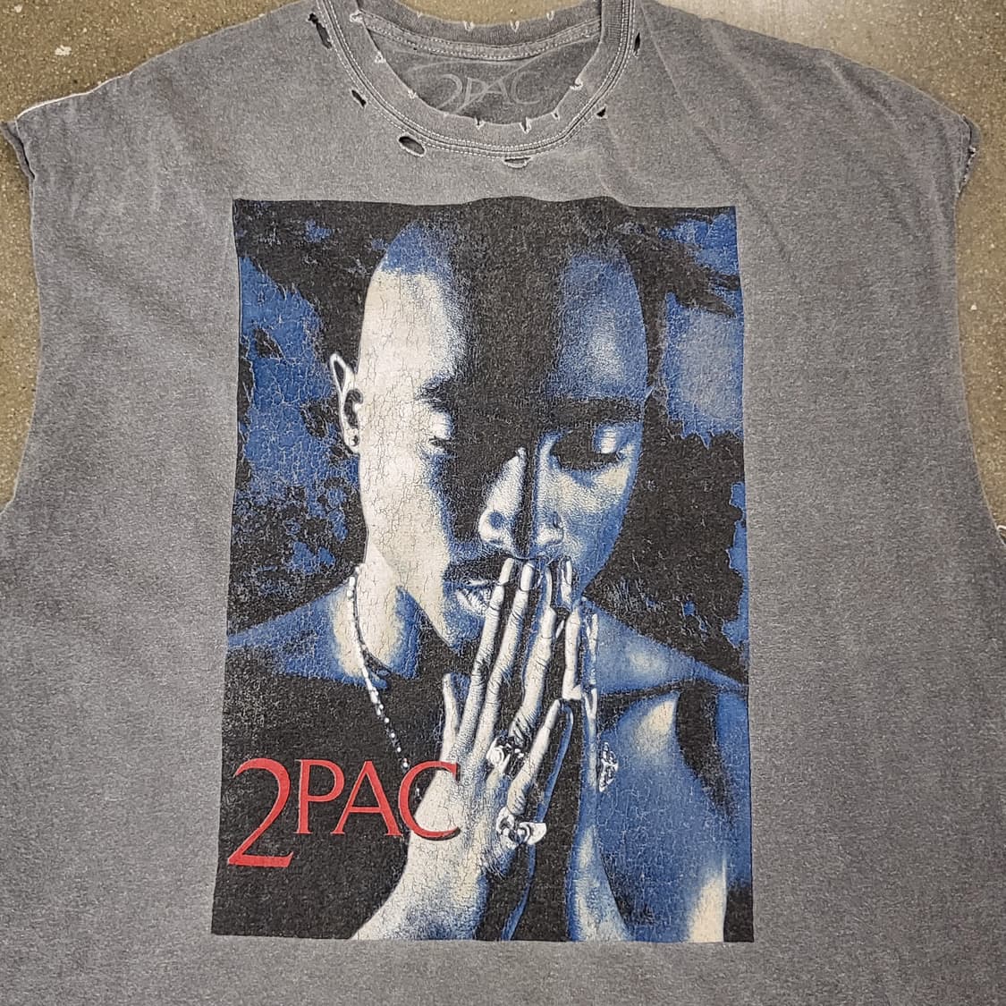 투팍 2Pac 나시 티셔츠 그레이 상품이미지2