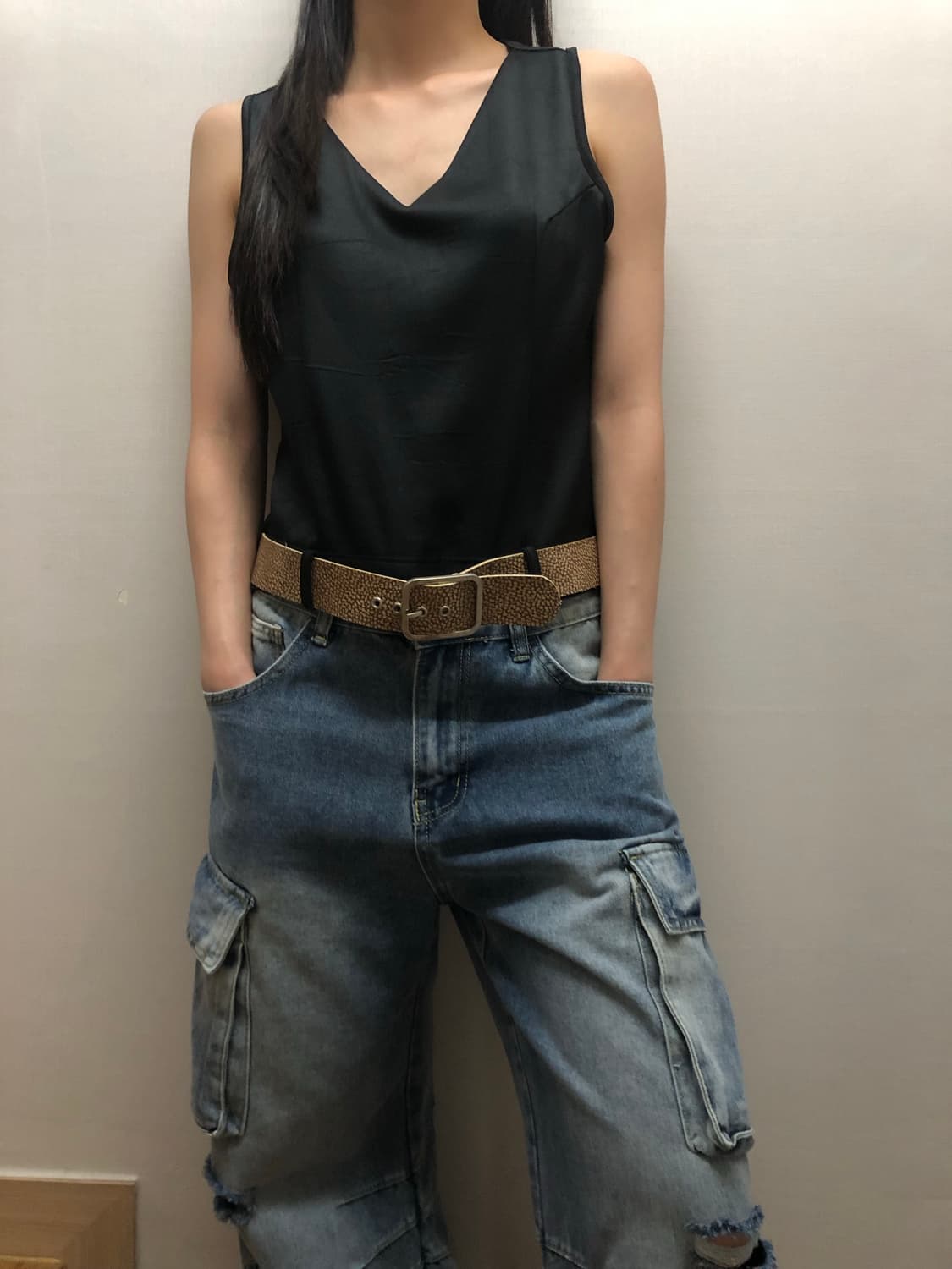 빈티지 블랙 벨티드 탑 상품이미지6