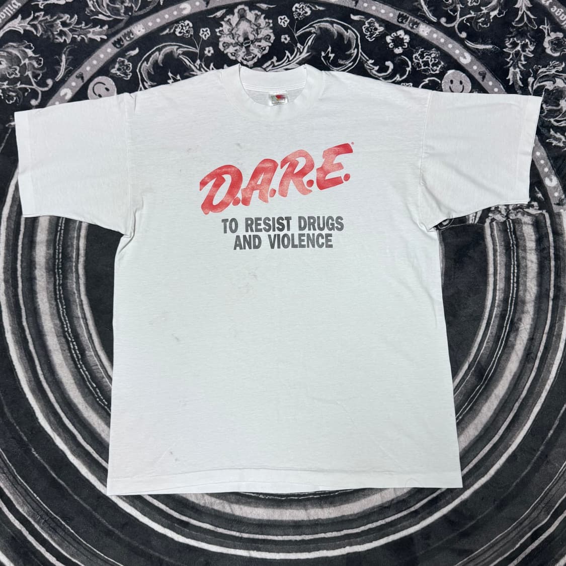 (XL) 90s 빈티지 DARE 화이트 티셔츠 후룻 상품이미지1