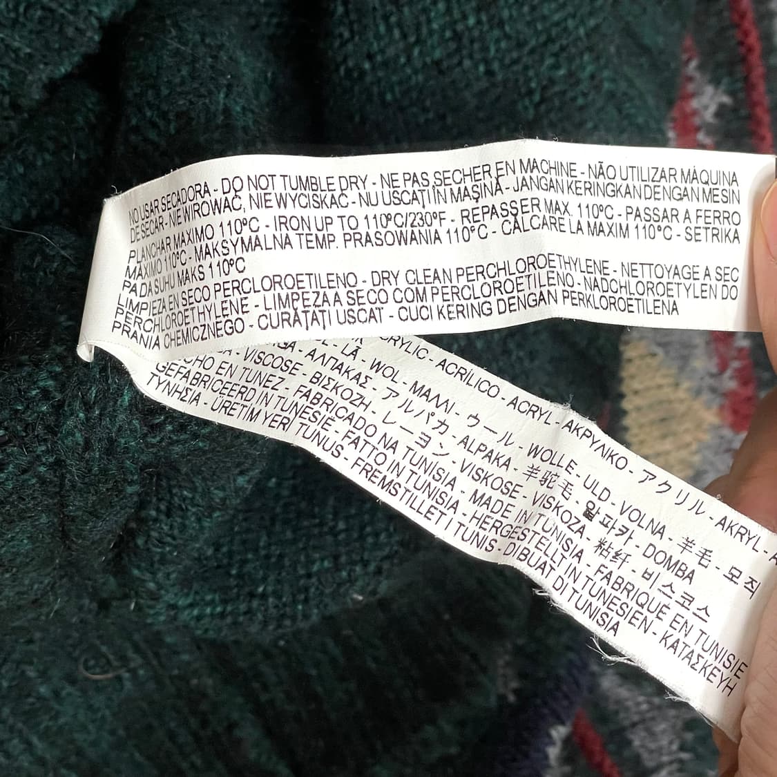 자라 맨 딥그린 패턴 아크릴 혼방 니트 남성L 상품이미지5