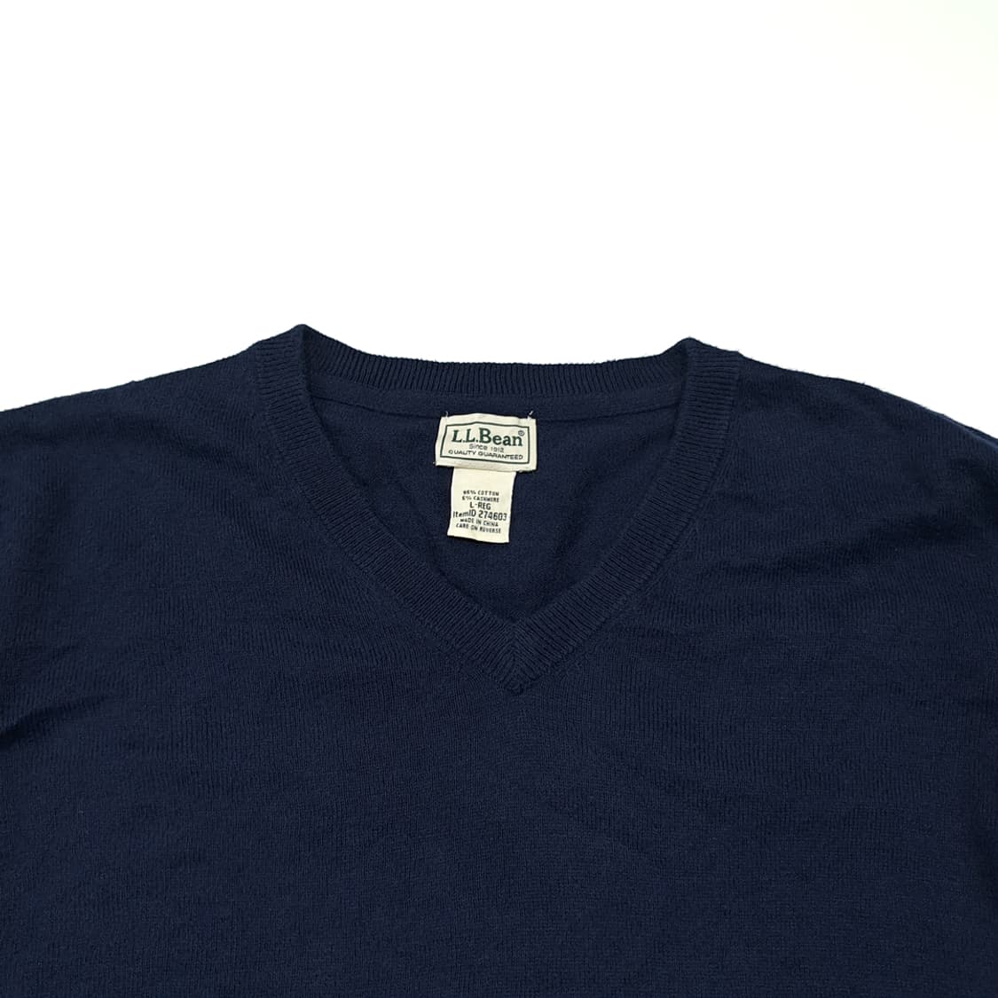 CL279 L 엘엘빈 00s 코튼 캐시미어 V넥 네이비 니트 스웨터 상품이미지2