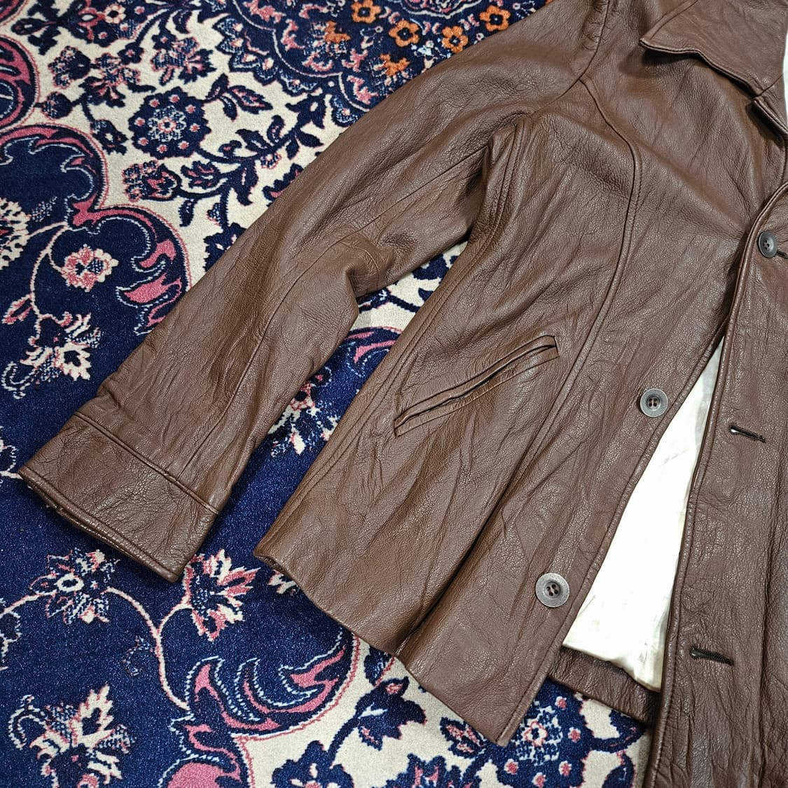 X frm in Japan 고트 레더 빅 카라넥 브라운 웨스턴 자켓 상품이미지4