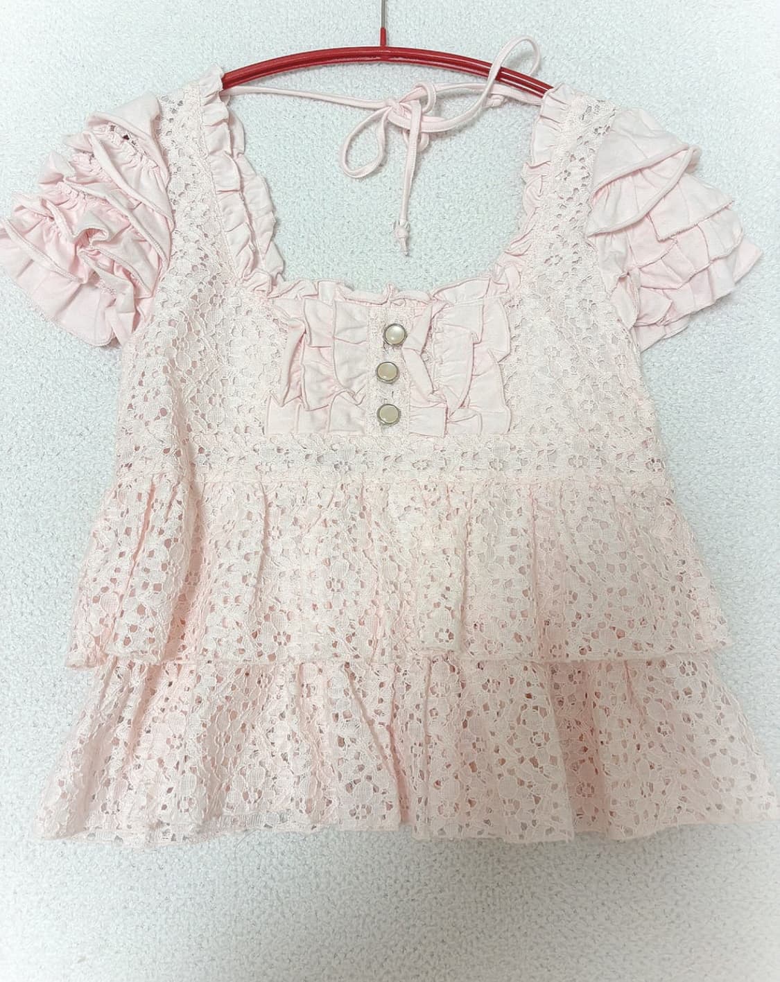 리즈리사 펀칭 핑크 체크 원피스 룸웨어 히메갸루 라떼갸루 상품이미지3