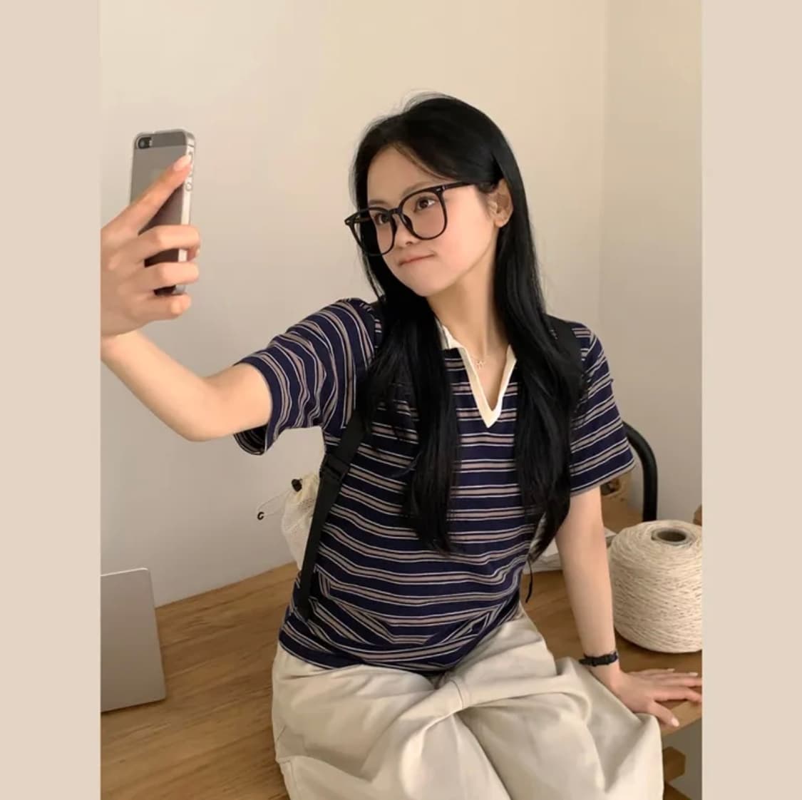 카라 스트라이프 반팔티 상품이미지1