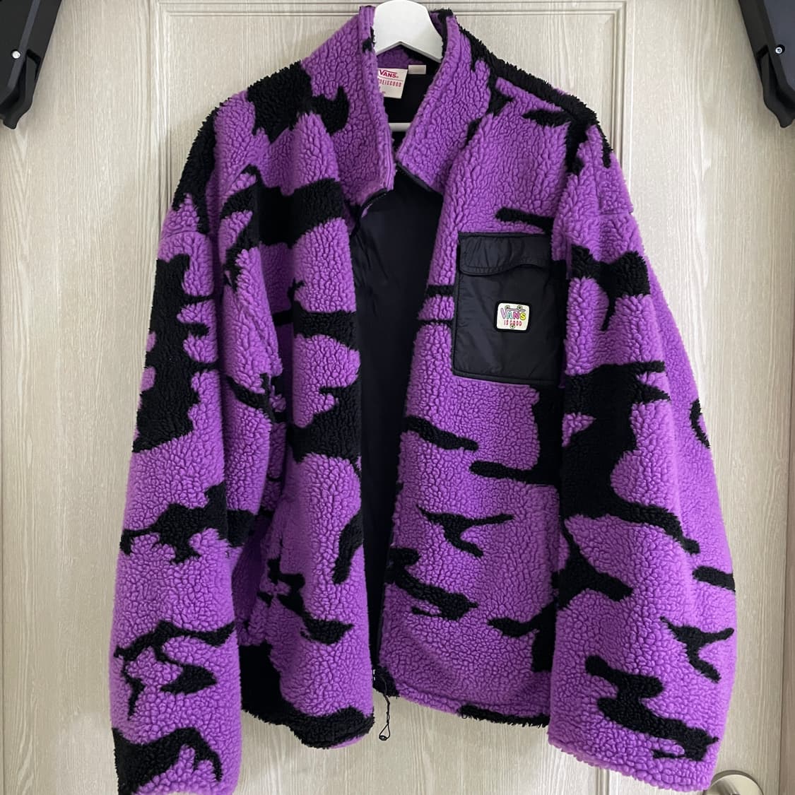 [xl] 반스 후리스 뽀글이 집업 퍼플 얼룩패턴 셰르파 자켓 상품이미지1