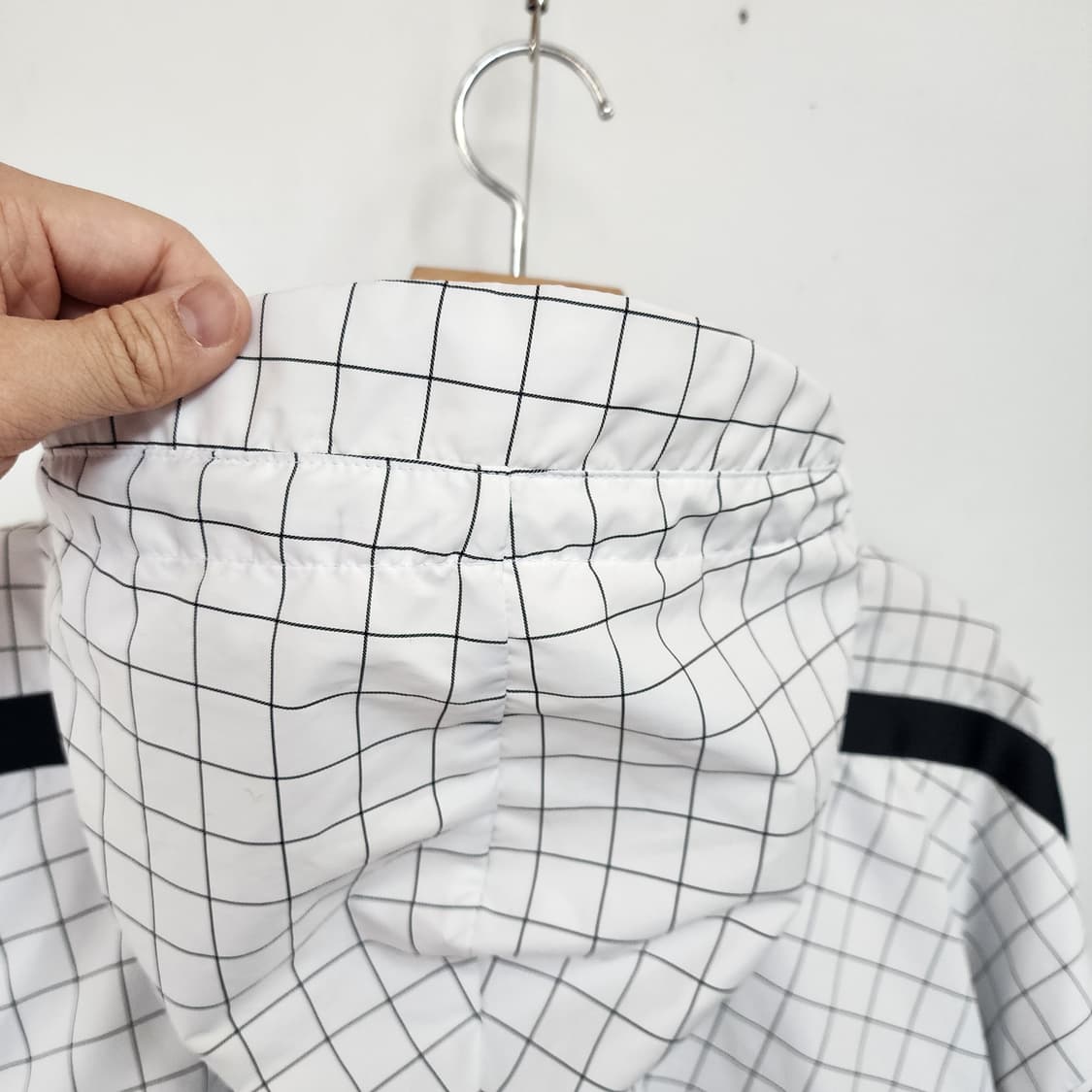 아디다스 화이트 체크 바람막이 후드 자켓 상품이미지9