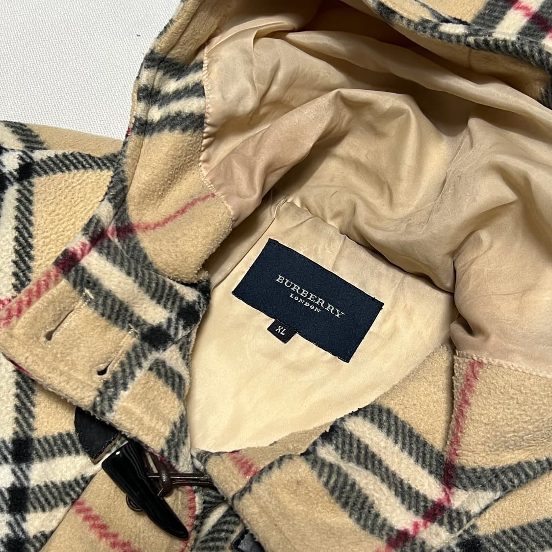 XL 버버리 노바체크 여성용 울 후드 떡볶이 코트 상품이미지4