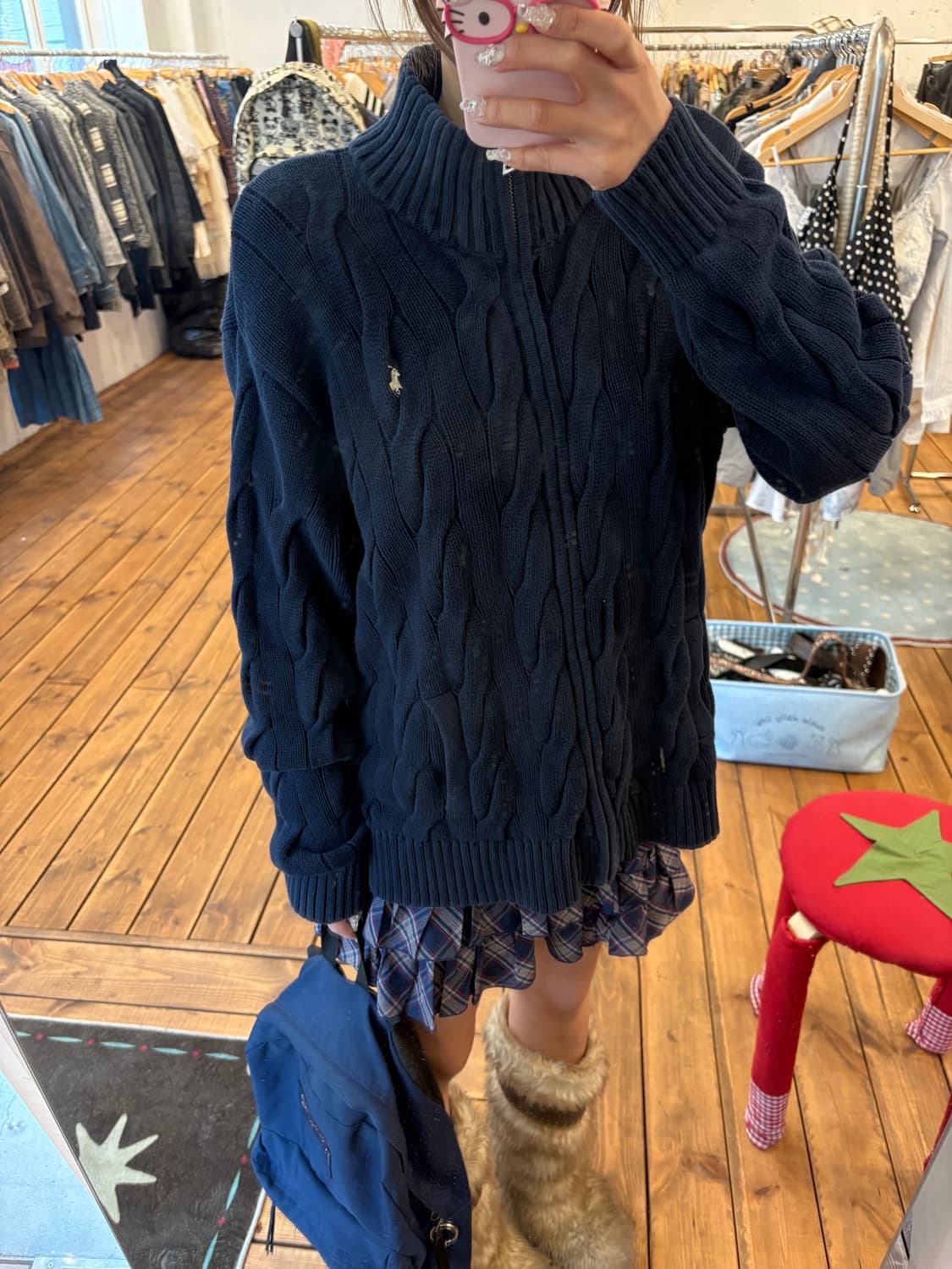 폴로 꽈배기 니트집업 상품이미지2