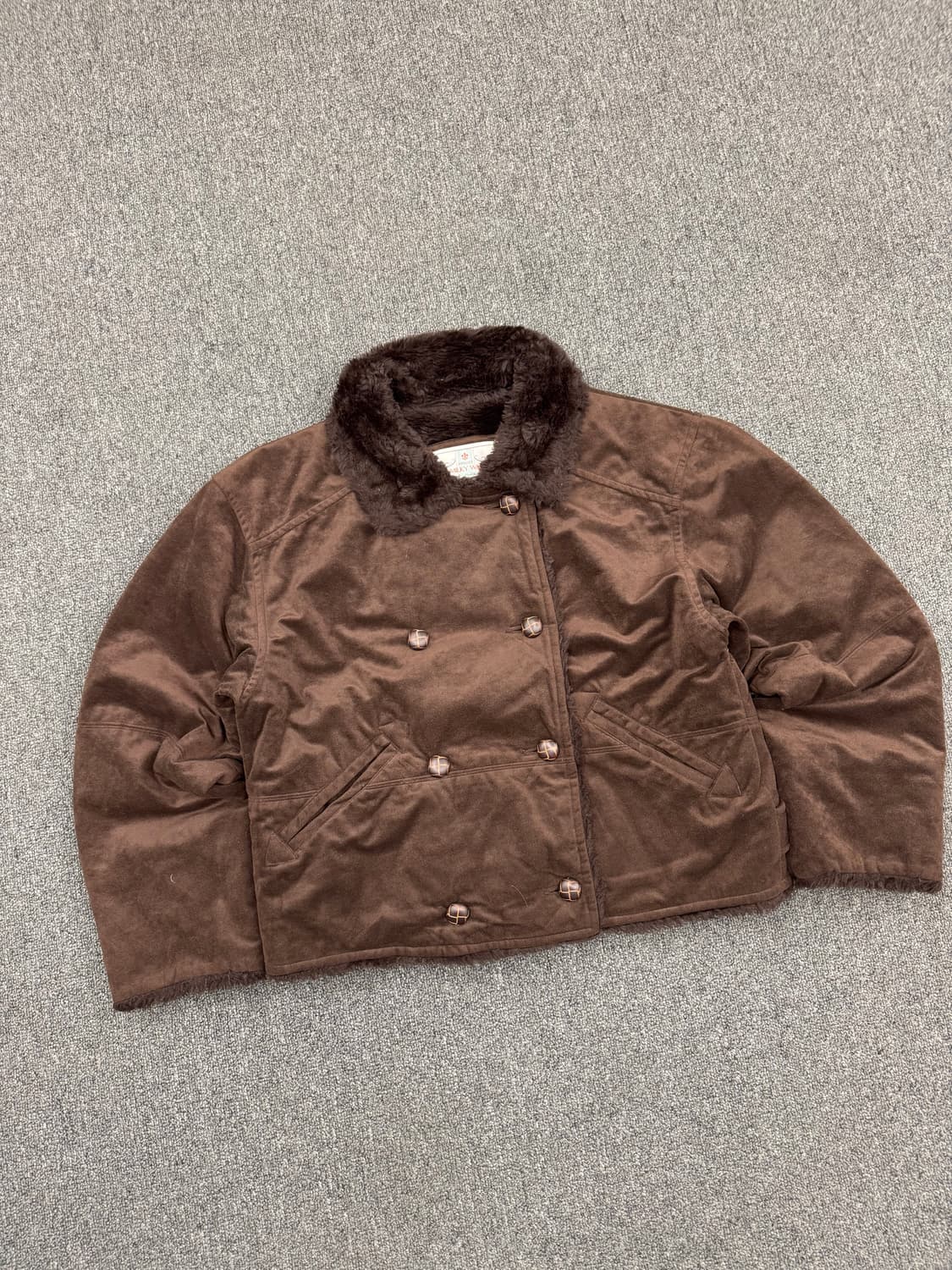 OS)Milky Way 빈티지 여성 브라운 스웨이드 셰르파 자켓 상품이미지1