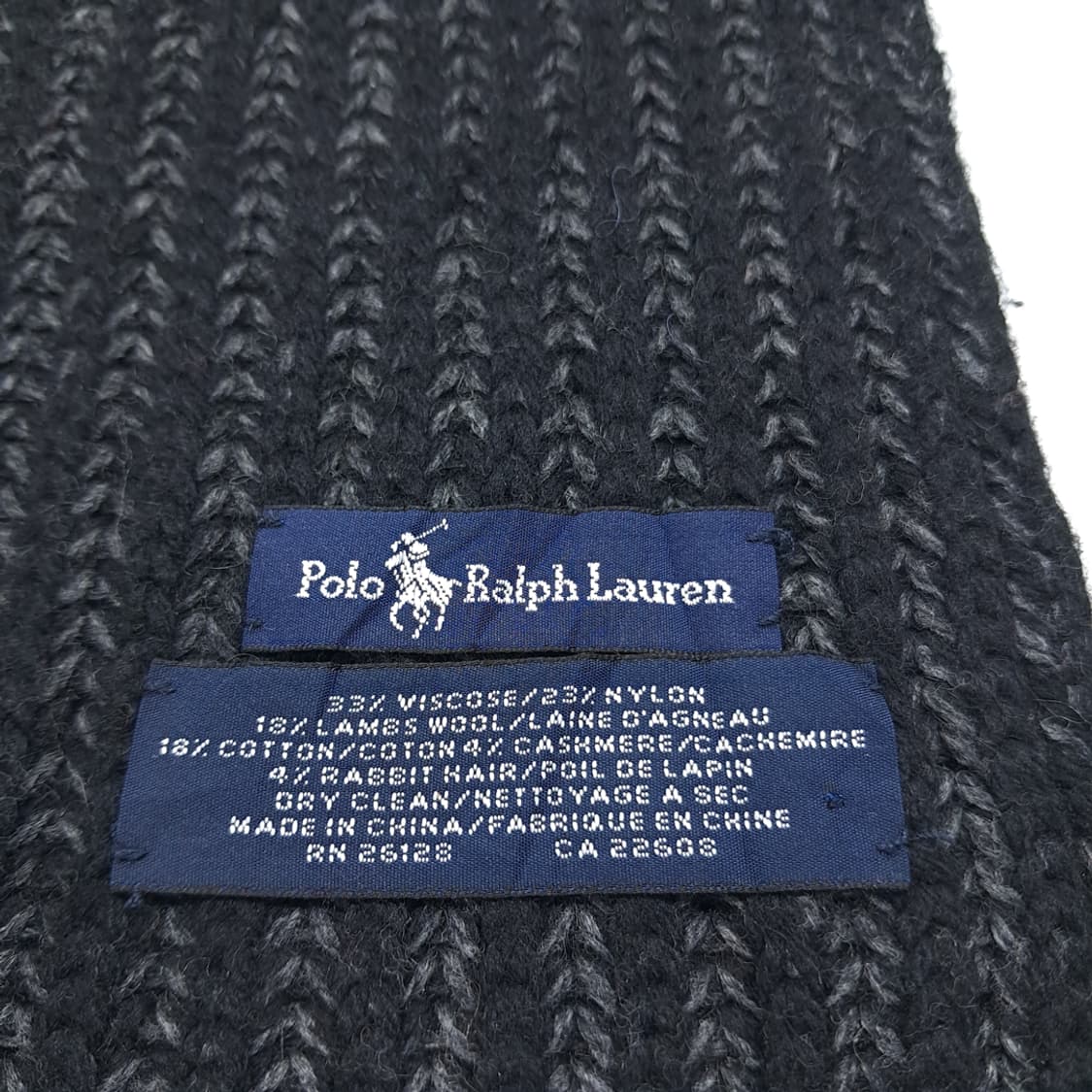 MX375 폴로 캐시미어 & 앙고라 블렌드 차콜 블랙 리브드 니트 머플 상품이미지6