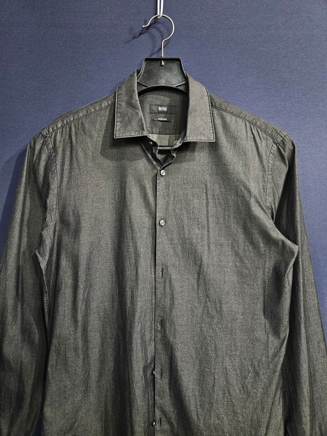 휴고보스 유광블랙 남성 슬림핏 100 긴팔셔츠  상품이미지7