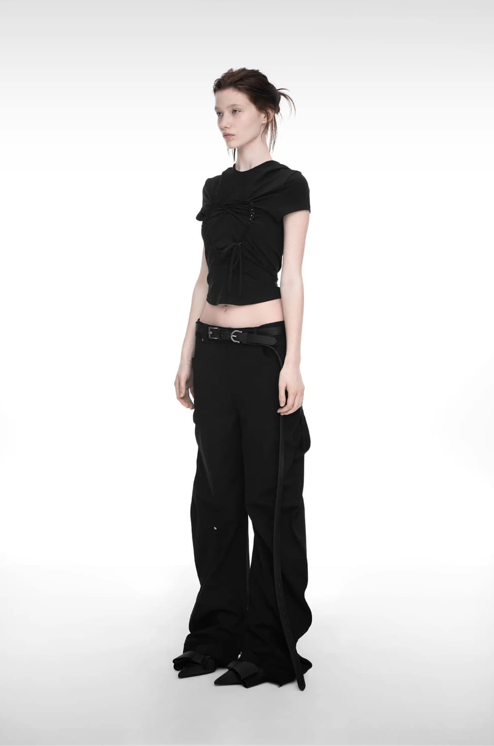 로우컷 커브드 팬츠 RAWCUT CURVED PANTS BLACK 상품이미지3