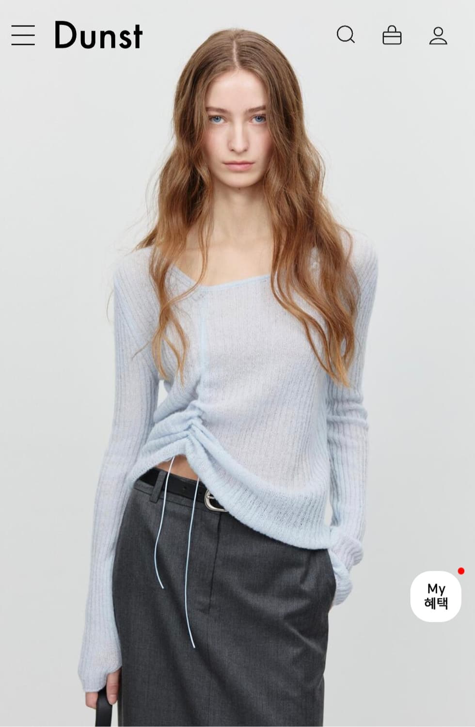 던스트 투웨이 셔링 니트탑 소프트블루 상품이미지1