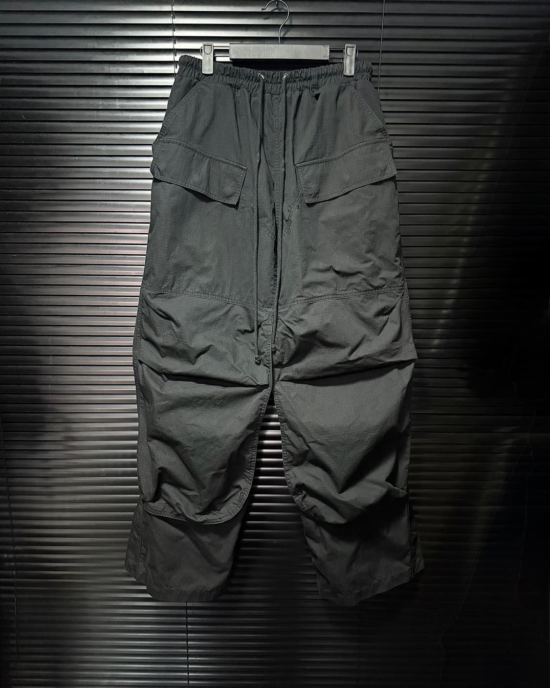 ETCE 더블니 라운지 카고 파라슈트 블랙 와이드 나일론 워크 팬츠 M 상품이미지2