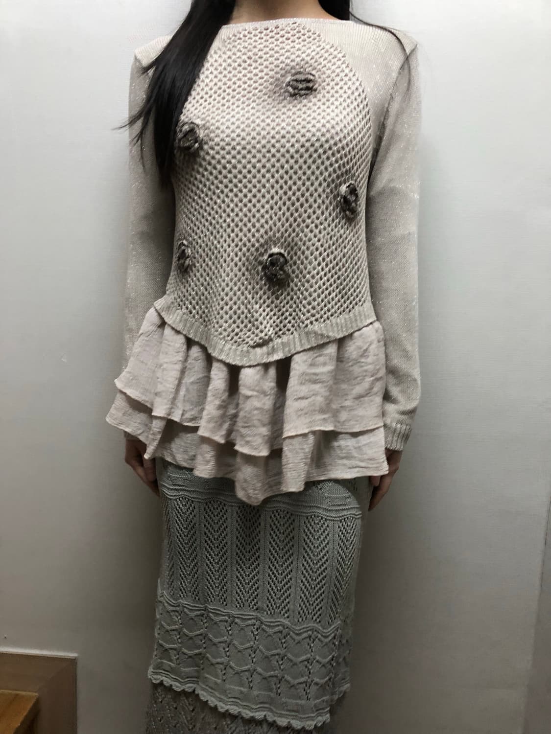 빈티지 라이트 그레이 프릴 원피스 상품이미지3