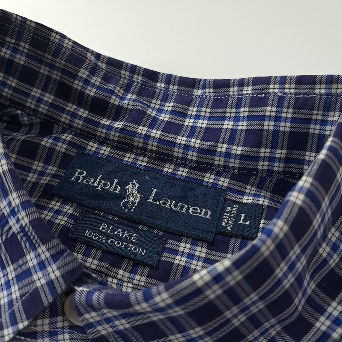 CK271 L 폴로 90s 홍콩판 네이비 스몰 타탄체크 셔츠 남방 상품이미지3