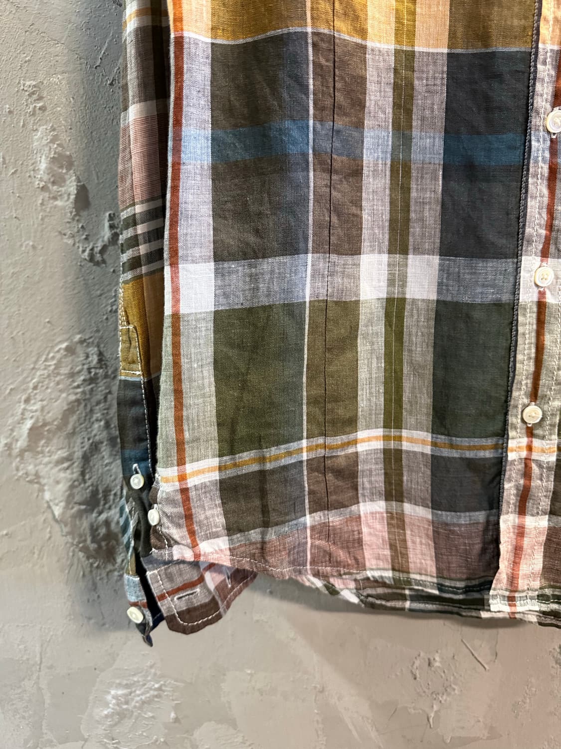 시스템 SYSTEM 패치워크 린넨 체크 셔츠 멀티컬러 100 상품이미지2