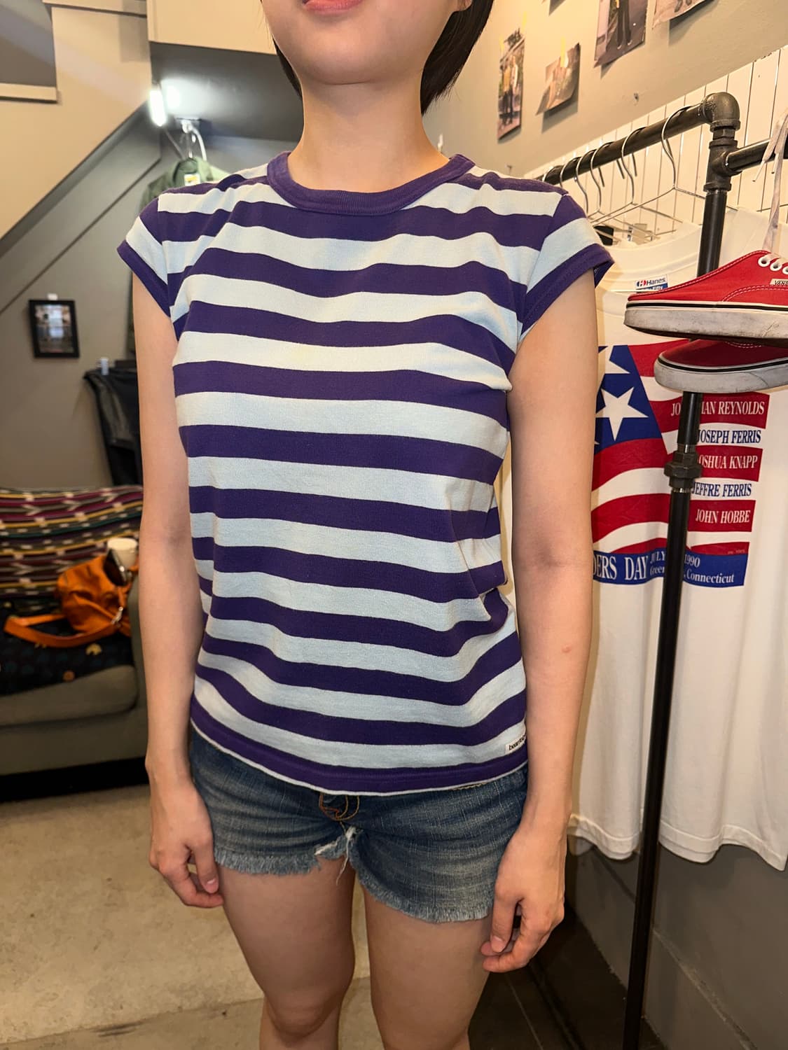 Old Beams Boy stripe pattern short T 상품이미지2