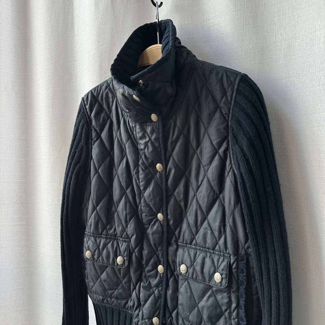 랄프로렌 폴로진스 퀼팅 니트 자켓 네이비 S 상품이미지4