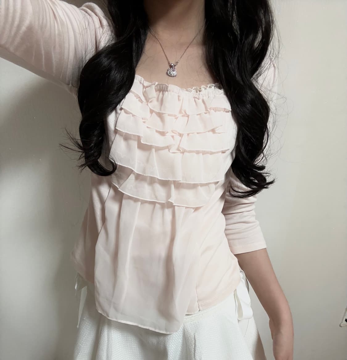 히메갸루 일본 빈티지 스커트 + 복숭아 로걀탑 세트 / 리즈리사 엑시즈팜 상품이미지2