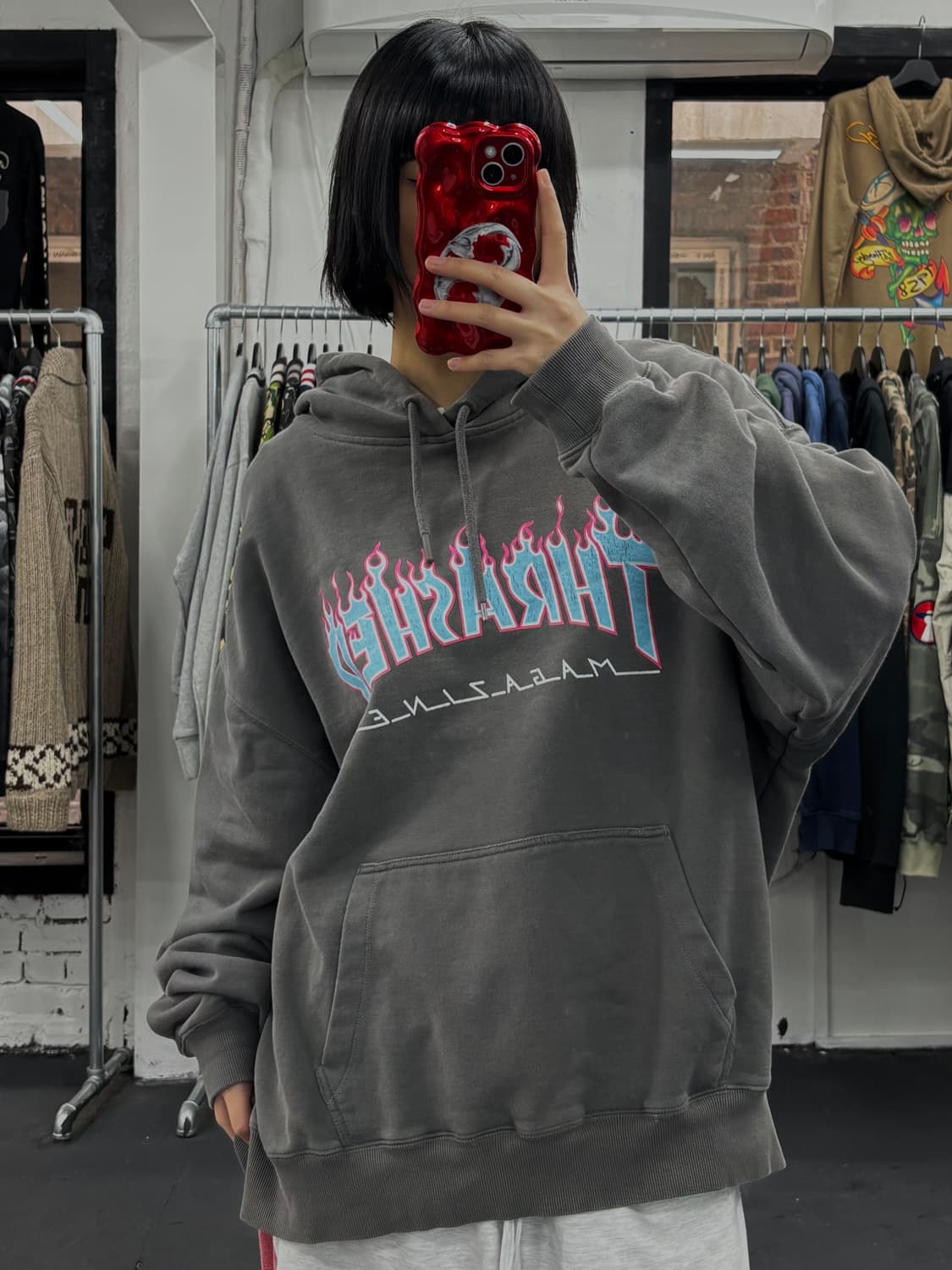 트레셔 플레임 로고 후드티 상품이미지1