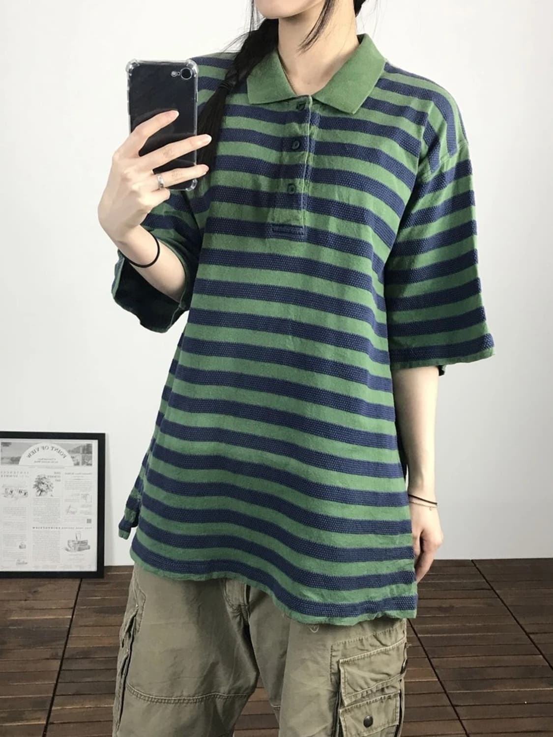 STARTER Green Stripe Polo Shirt 상품이미지3