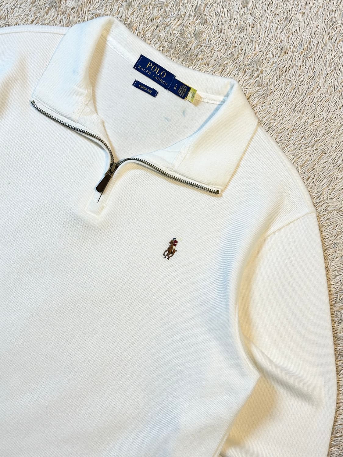 폴로 랄프로렌 신형 QR 멀티포니 하프 반집업 니트 화이트 상품이미지2