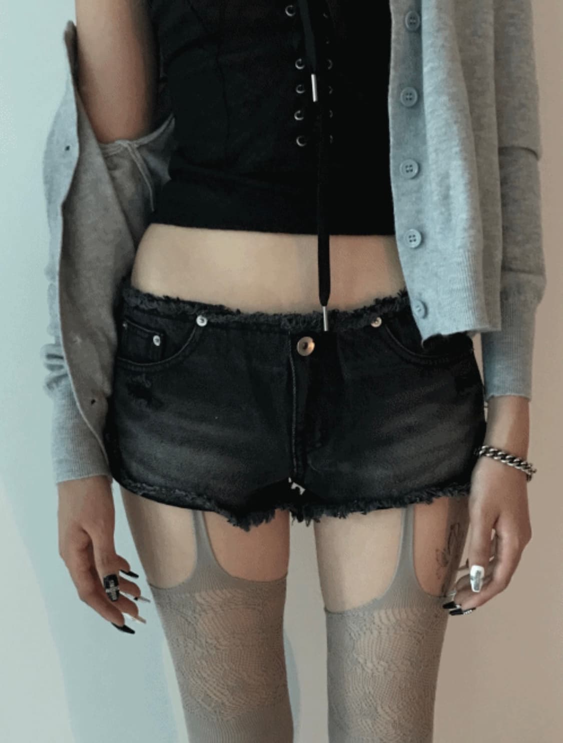 쿄이 데님 흑청 반바지 M 상품이미지2