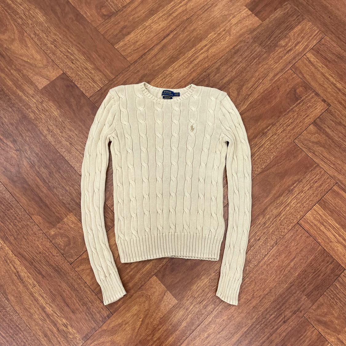 여성 폴로 연베이지 케이블 니트 상품이미지1