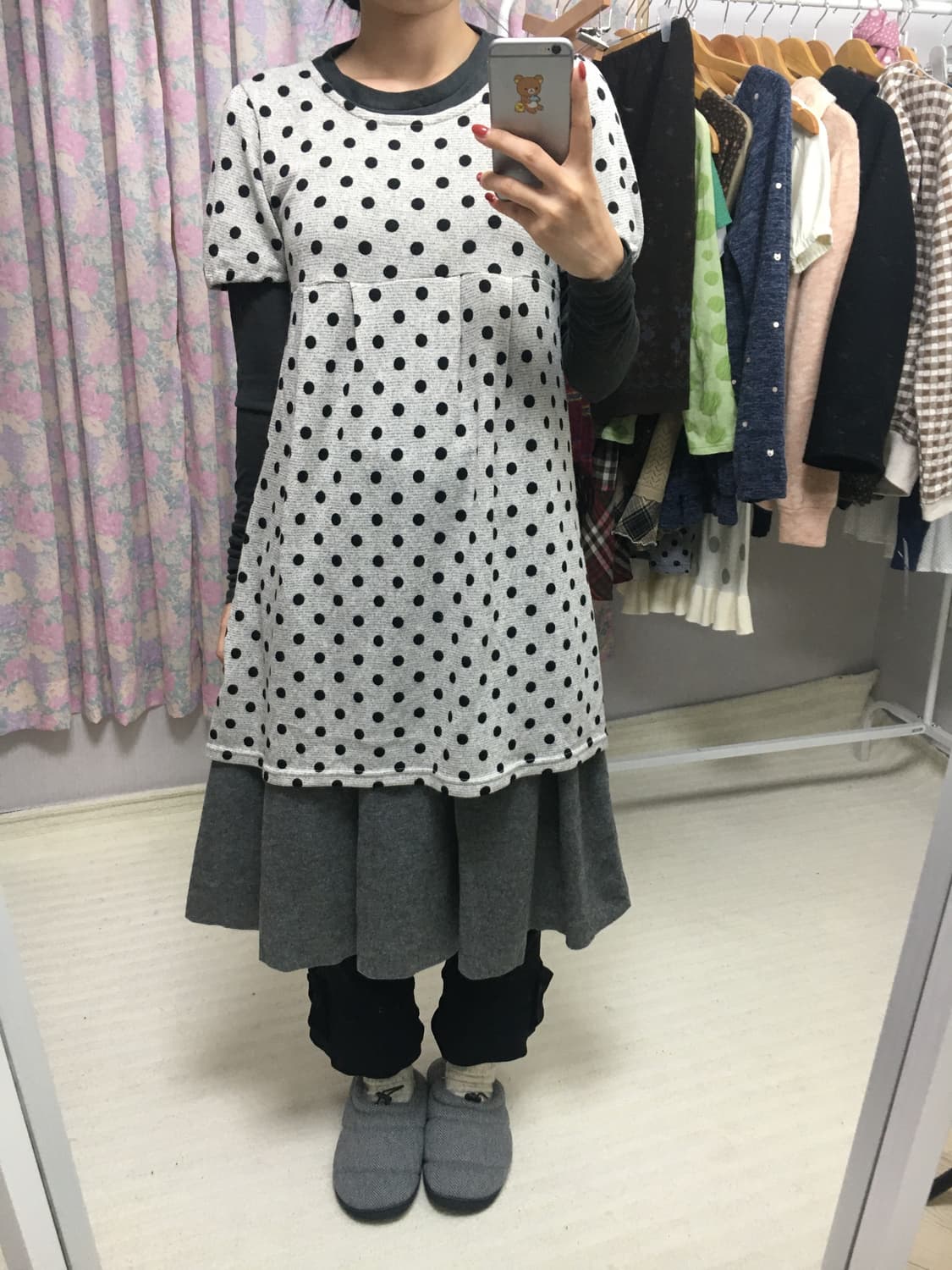 그레이 반소매 니트 원피스  상품이미지3