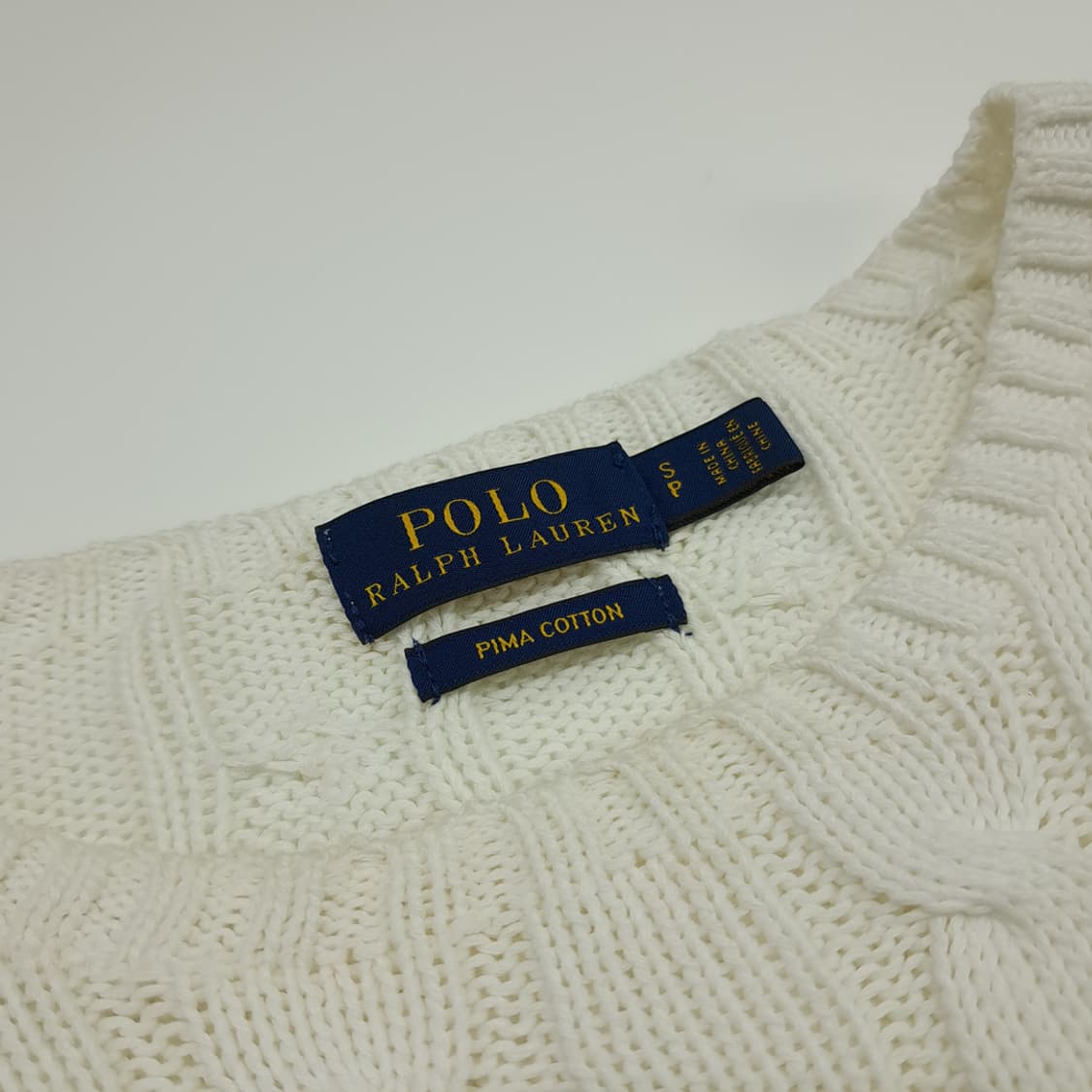 CN747W S 폴로 랄프로렌 화이트 라운드 케이블 긴팔 니트 스웨터 상품이미지4