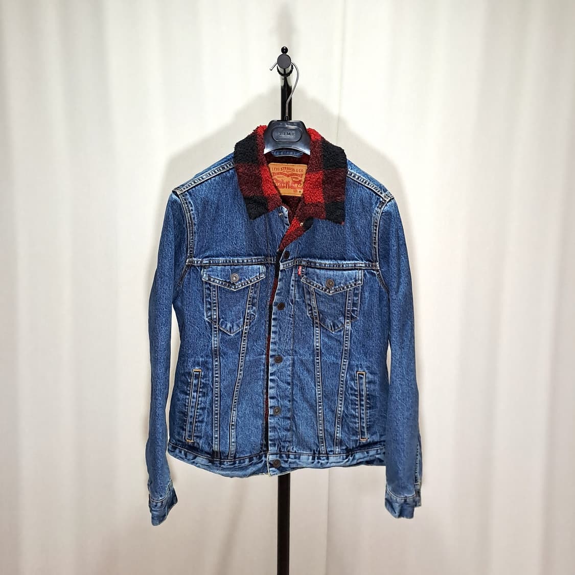 (택포) 리바이스 검빨 체크 쉐르파 데님자켓 M B327 상품이미지1