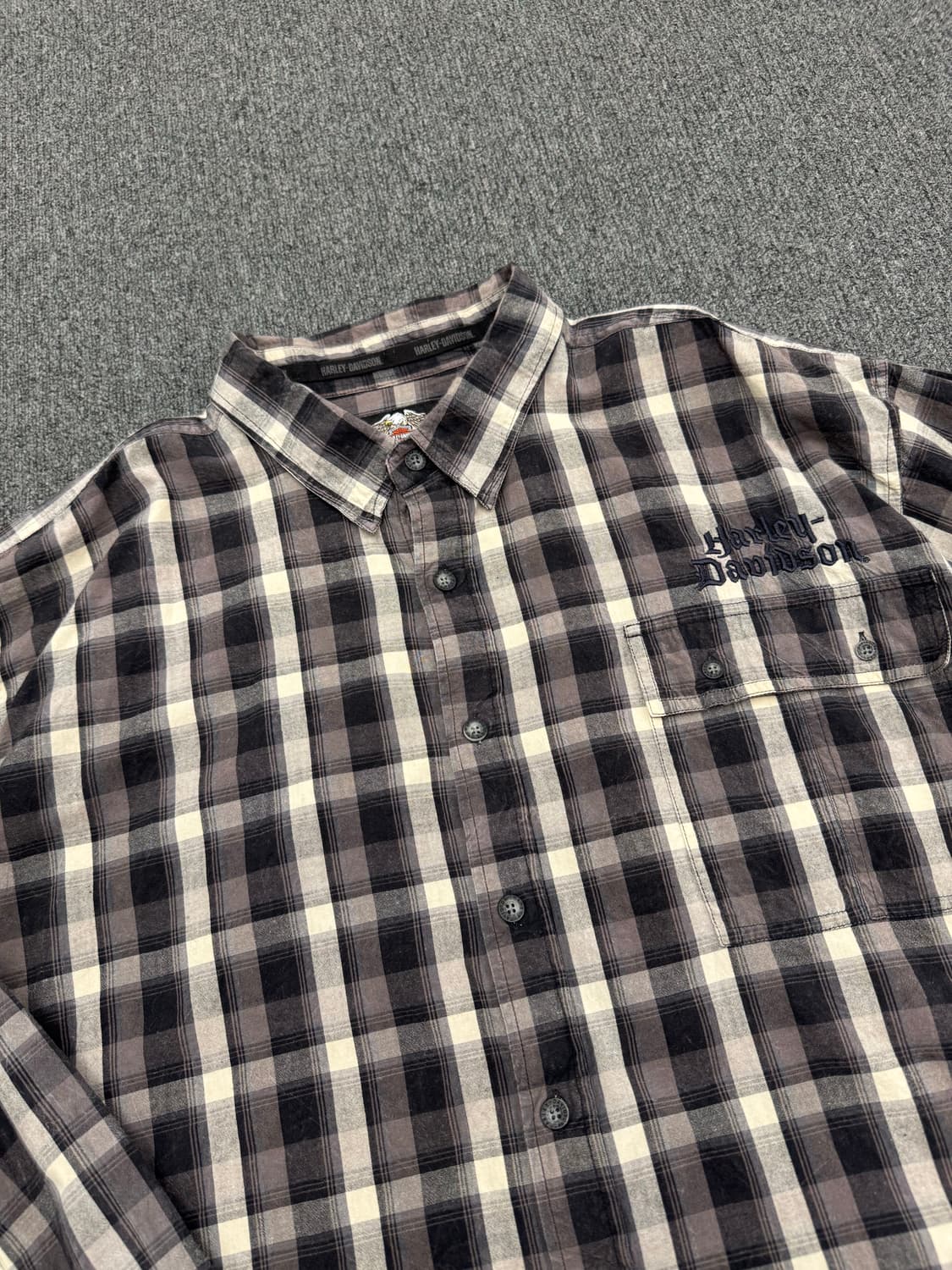 3XL)할리데이비슨 빈티지 자수 체크 긴팔셔츠 상품이미지3