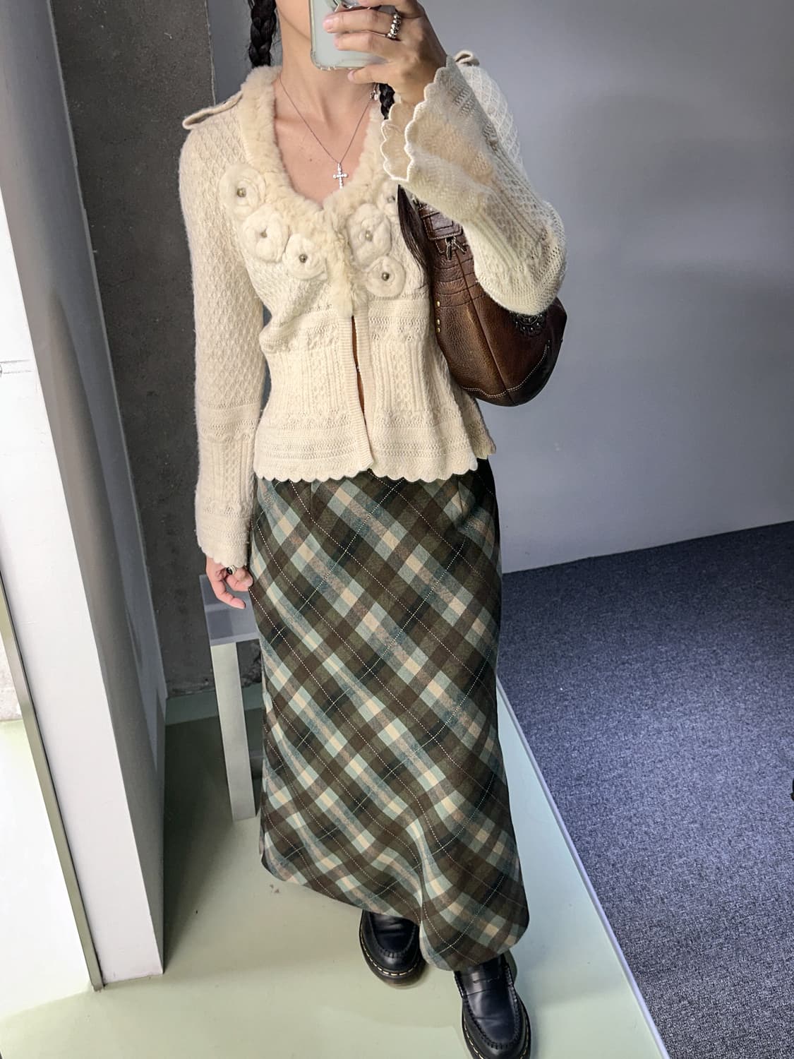flower fur trimming knit cardigan 상품이미지4