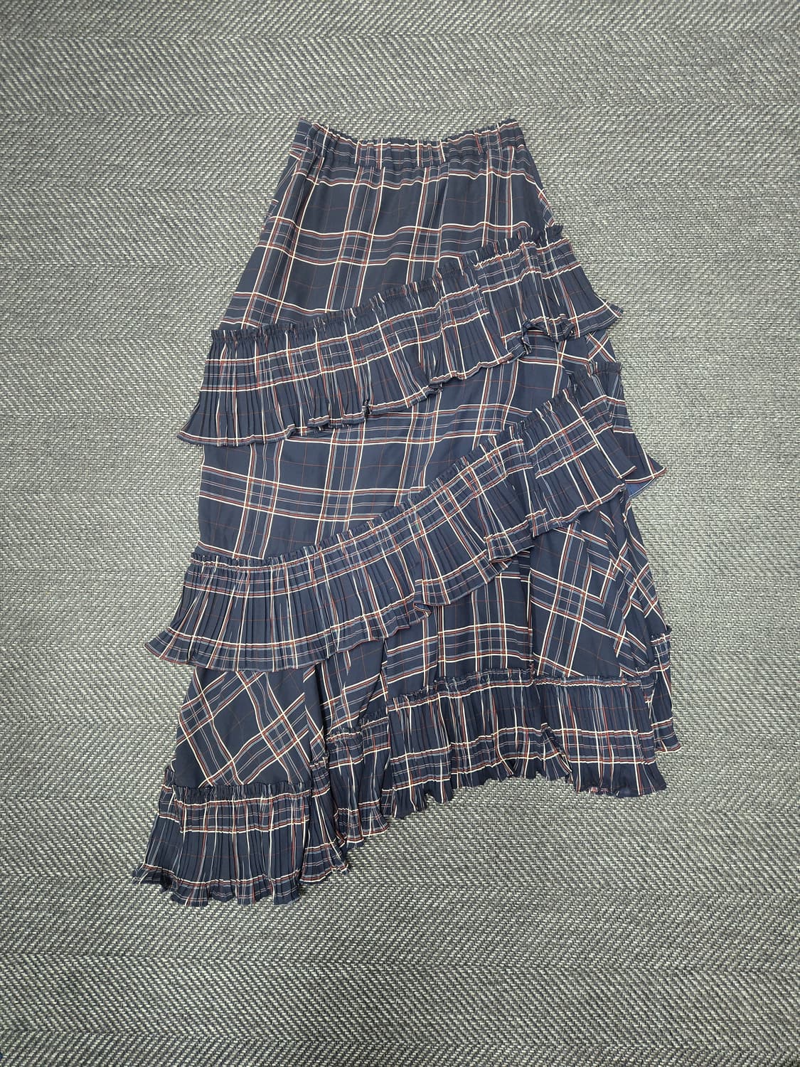 모어댄예스터데이 체크 패턴 프릴 캉캉 스커트 플리츠 밴딩치마 상품이미지2