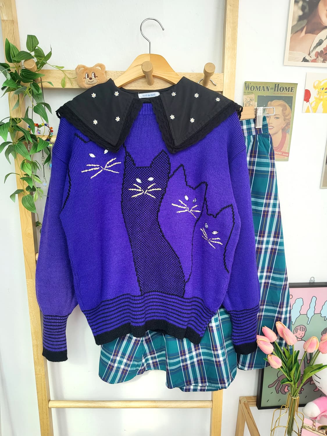 고양이 빈티지 니트 상품이미지1