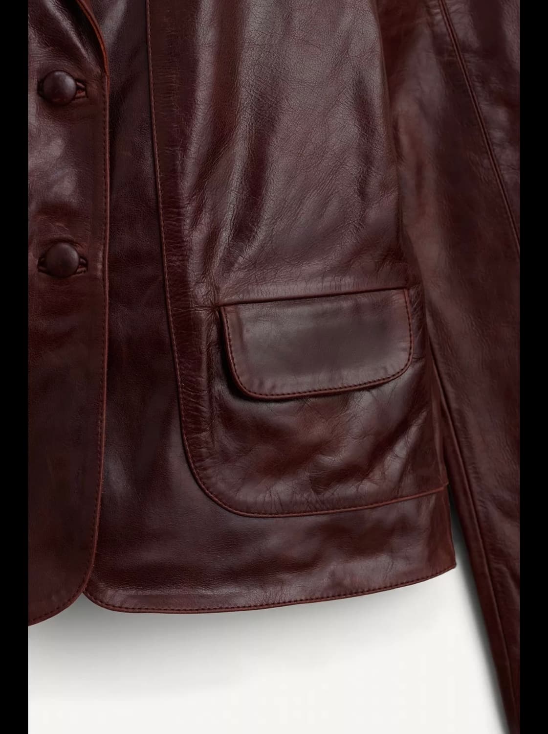 XS(KR 44) 자라 리미티드 에디션 100% 가죽 크롭 블레이저 상품이미지8