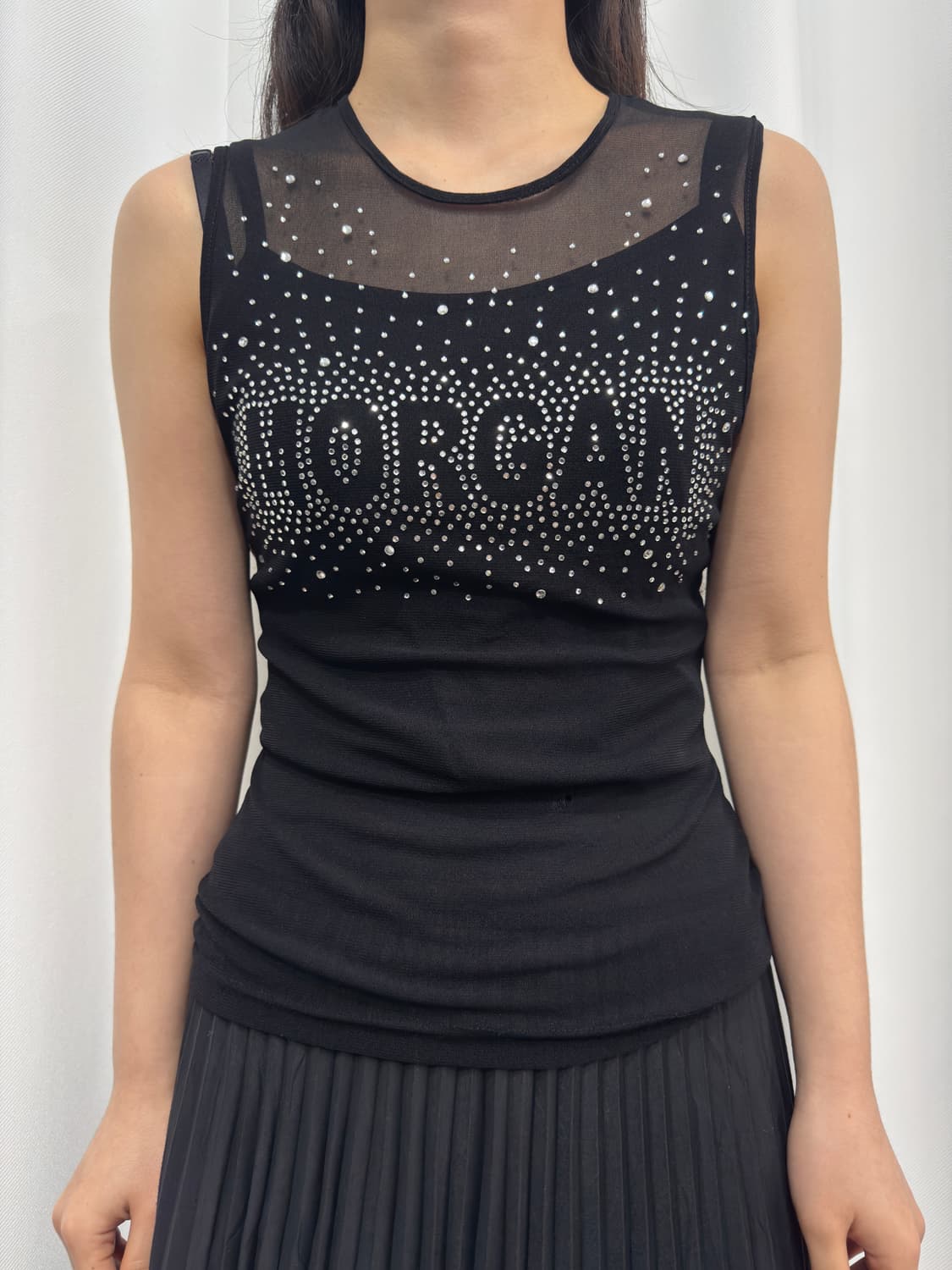 morgan cubic logo mesh sleeveless 상품이미지1