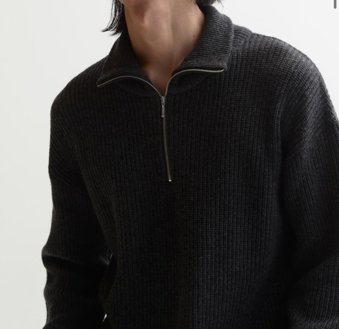 넌블랭크 챠콜그레이 캐시미어혼방  하프집업니트 m 95 상품이미지2