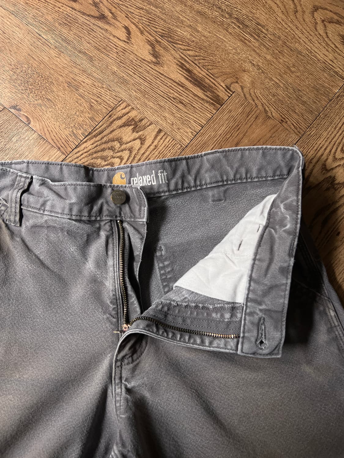 [33]칼하트 USA 빈티지 페이딩 차콜그레이 싱글니 카펜터 워크 팬츠 상품이미지6