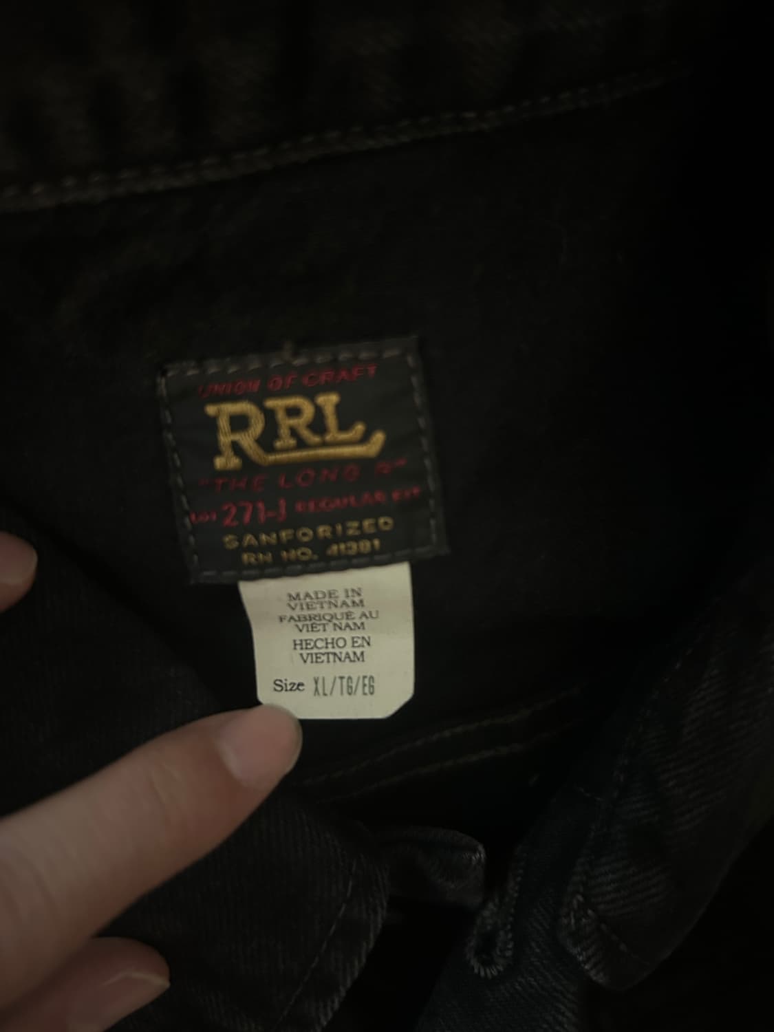 RRL Lot271 블랙 XL 상품이미지2