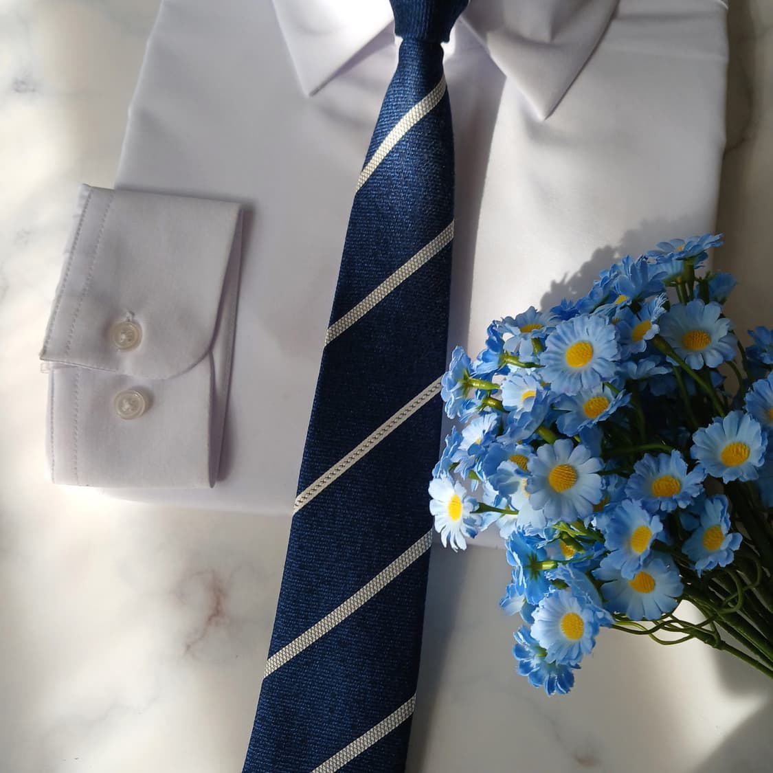 듀퐁 실크 네이비 스트라이프 넥타이 8.3cm A+등급 A19686 상품이미지8