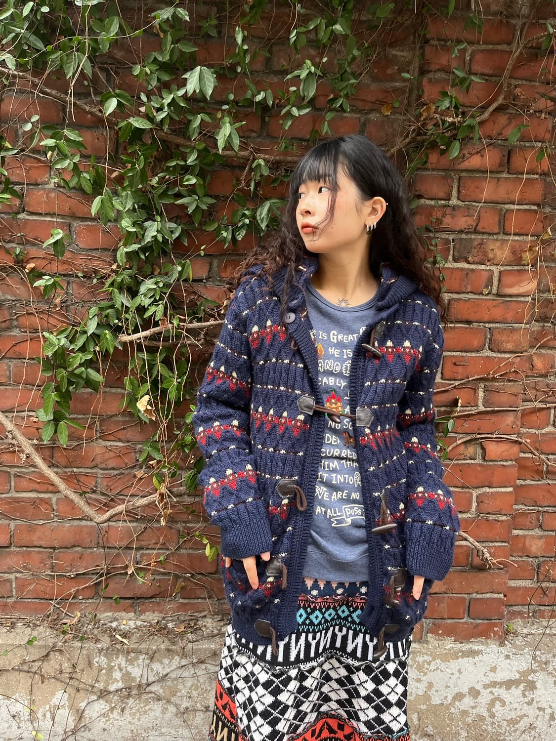 울 니트 후드 더플 가디건 상품이미지3