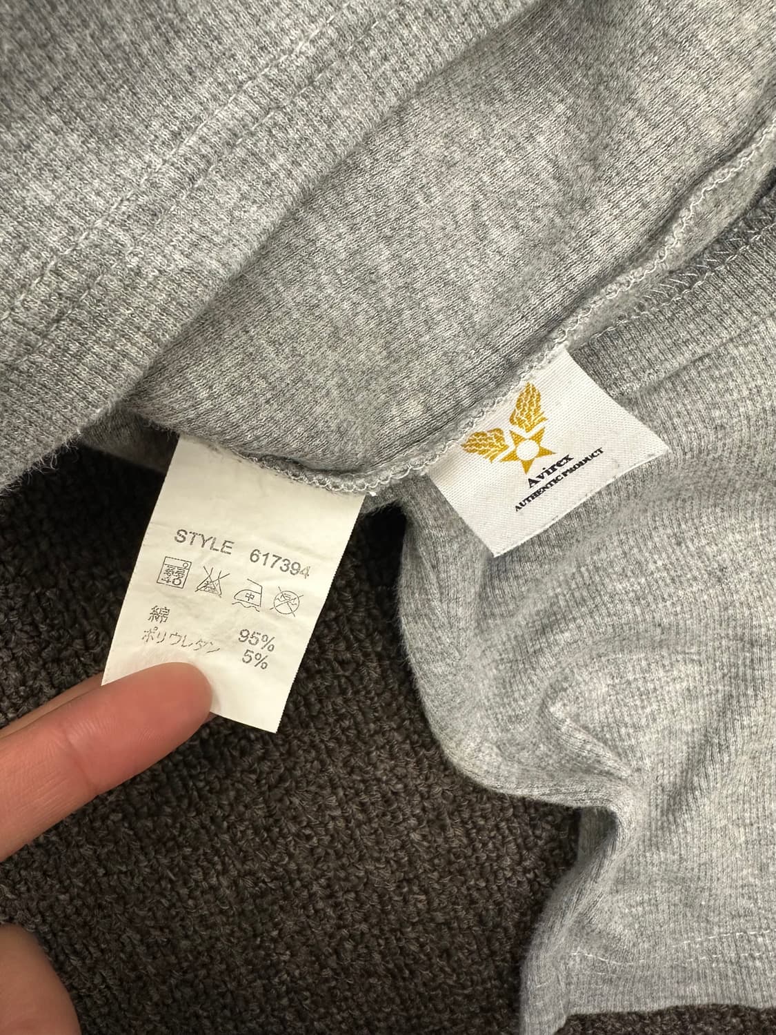 L)AVIREX vintage v넥 그레이 골지 롱슬리브 상품이미지5