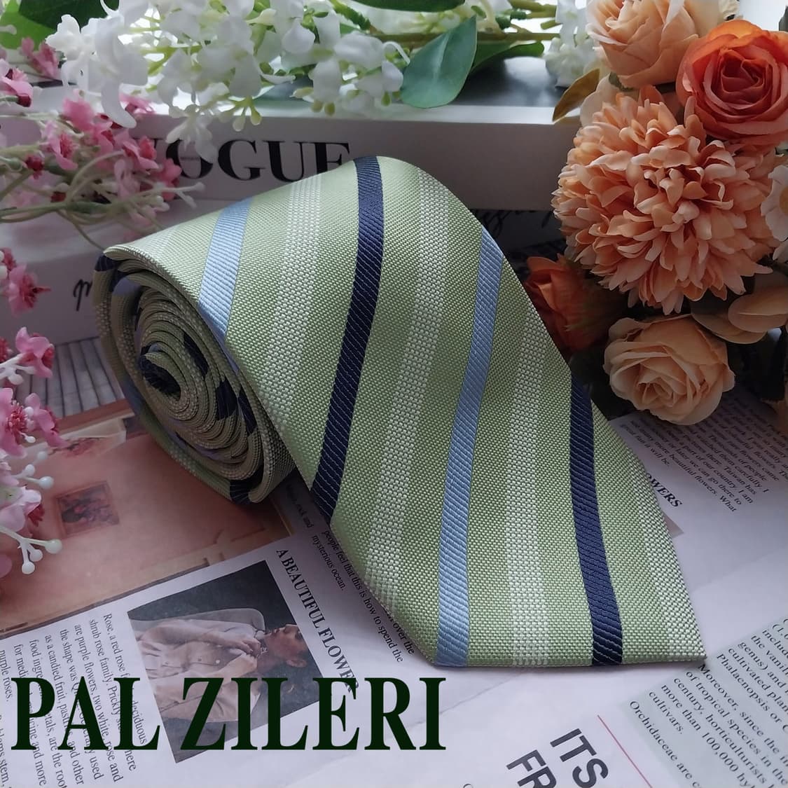 빨질레리 실크 연두 스트라이프 넥타이 8.9cm A+등급 K1462
 상품이미지1